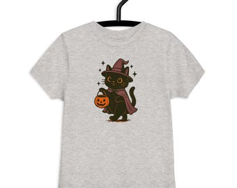 Toddler Halloween Shirt, Witch Kitty Black Cat Tee