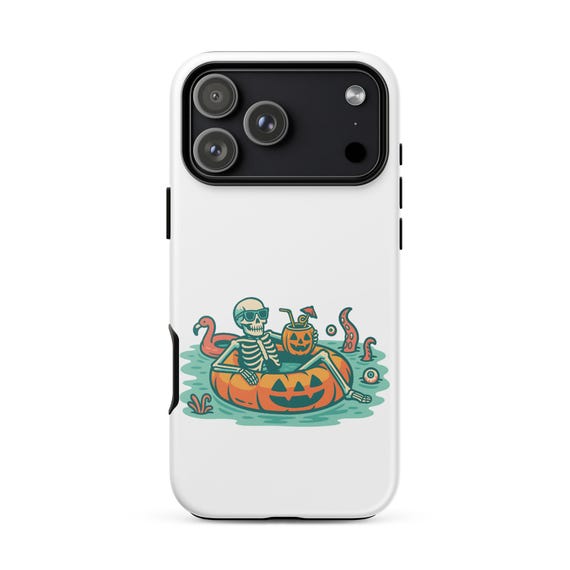 Skeleton Pool Float iPhone Case: Spooky Summerween Phone Cover