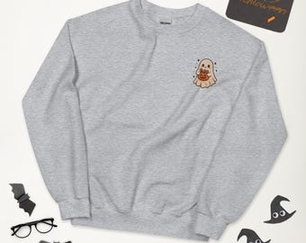 Besticktes Gespenst Sweatshirt: Halloween Trick or Treat Crewneck
