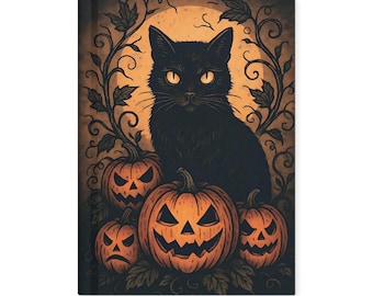 Halloween Black Cat Journal: Spooky Jack-o'-Lantern Hardcover Notebook