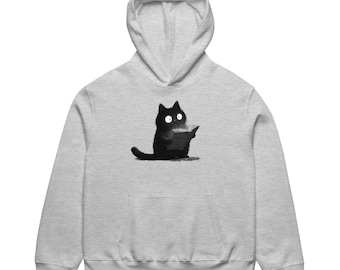 Cryptonomicon Cat Hoodie : Sweat-shirt Witchy surdimensionné - Chat noir gothique