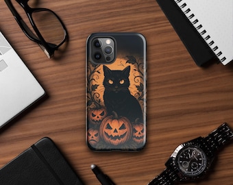 Halloween Black Cat iPhone Case: Spooky Pumpkin Gothic Phone Cover