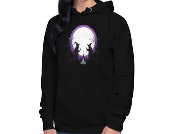 Moonlit Coven Pullover Hoodie: Gothic Witch Sweatshirt, Occult Moon Magic
