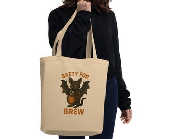 Borsa in cotone biologico Batty for Brew: spettrale Halloween per gli amanti del caffè