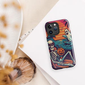 Summerween iPhone MagSafe Case: Spooky Skeleton Beach Phone Cover