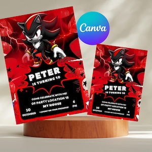 Invitation anniversaire Sonic Téléchargement instantané/Invitation d'anniversaire Sonic The Hedgehog/Invitation d'anniversaire Sonic/Invitation d'anniversaire Sonic Shadow