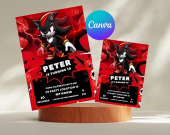 Sonic Birthday Invitation Instant Download/Sonic The Hedgehog Birthday Invitation/Sonic Birthday invitation/Sonic Shadow birthday invite