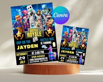 Bearbeitbar Fort Spiel Geburtstagseinladung | Fort Night Geburtstagsparty Vorlage | Videospiel-Geburtstags-Einladung | Fort Gaming Geburtstag Evite