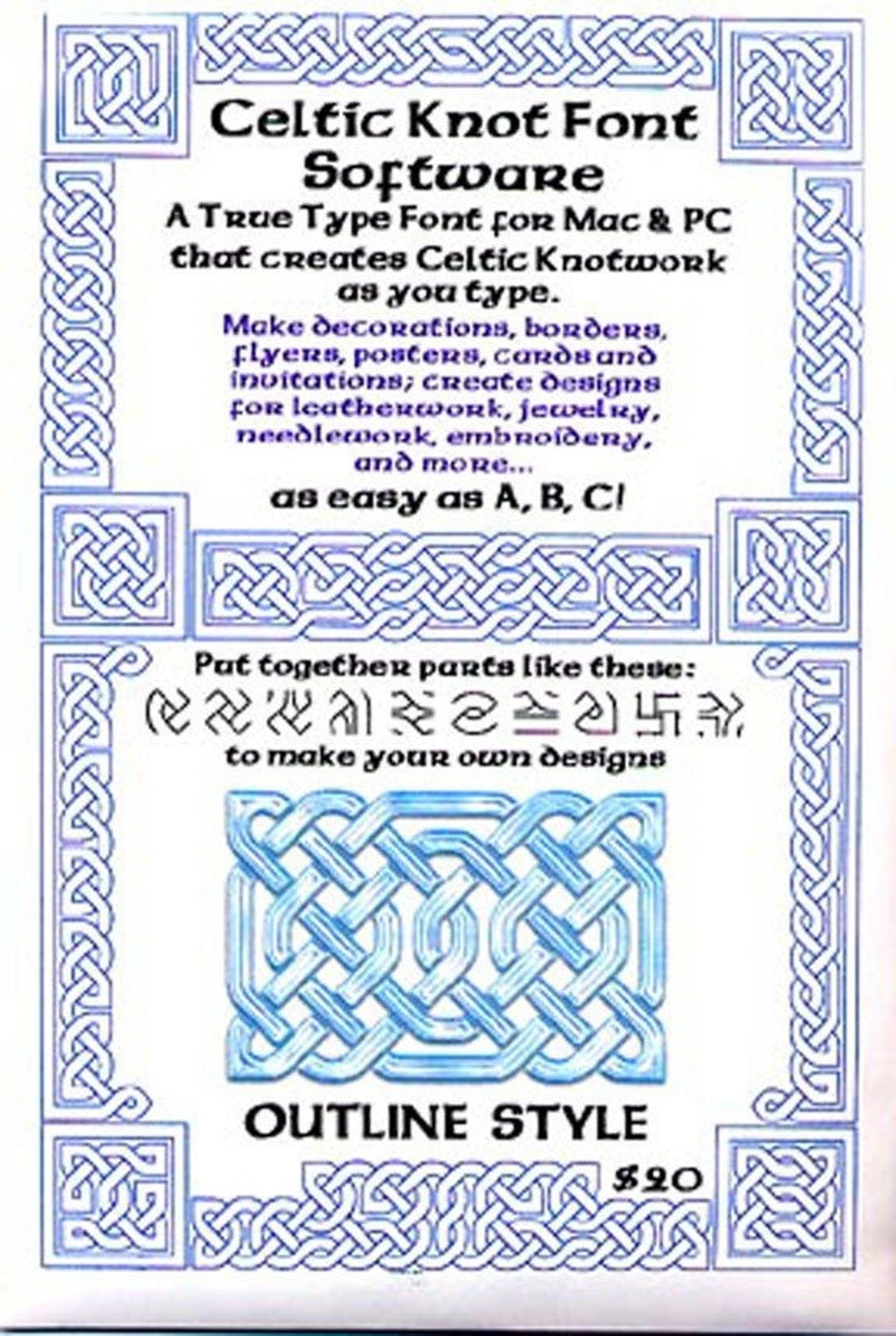 Celtic Knot Font Outline Style - for Creating Celtic Designs and Patterns for Print, Crafts and ...