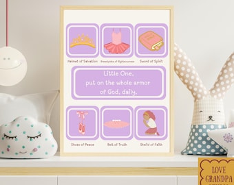 Armor of God Poster – Christian Girl Nursery Decor (Digital Download)