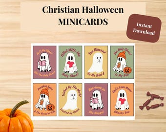 Mini biglietti di auguri cristiani per Halloween – Etichette per dolcetti dello Spirito Santo (download digitale)