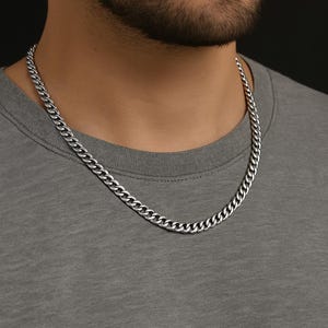 メンズ 316L ステンレススチールネックレス - ヒップホップキューバンチェーン、ブラック、シルバー、ゴールド、複数サイズ