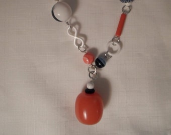 OOAK LUCITE NECKLACE / Choker / Pendant / Tarina Tarantino Style / Memphis / Art Moderne / Nautical / Trendy / Retro / Chunky / Accessory