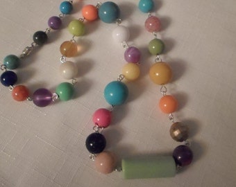 LUCITE NECKLACE / Artisan Designer / OOAK / Rainbow / Multicolored / Art Moderne / Chic / Modernist / Retro / Unique / Jewelry / Accessory