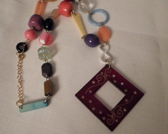 ARTISAN NECKLACE / Lucite / Plastic / Acrylic / Resin / Memphis / Eclectic / Mod / Hipster / Unique / OOAK / Eclectic / Jewelry / Accessory