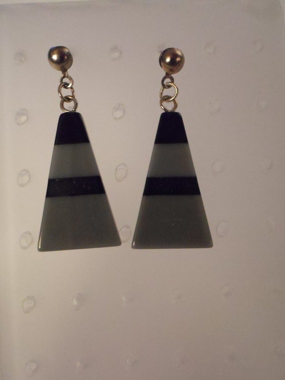 STRIPED LUCITE EARRINGS / Pierced / Dangles / Drop