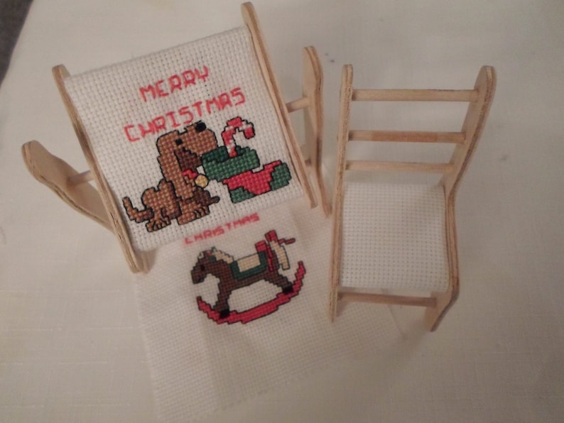 Dollhouse Loom Chair Sewing Crafting Furniture Merry Christmas Cross Stich Rocking Horse Puppy Interchangeable Unique Lot
