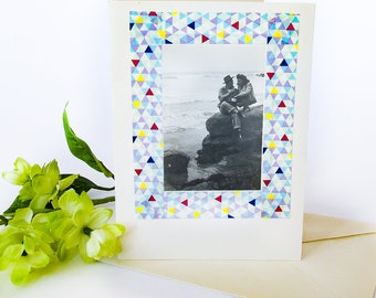 Vintage Photo Blank Greeting Card of Couple at the Shore, One of a Kind Handmade Card Romantic Greeting Card