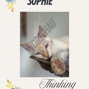 Tarjeta de felicitación personalizable con gato – “Pensando en ti” – Diseño digital para imprimir, regalo para amantes de los gatos y pensamientos amorosos