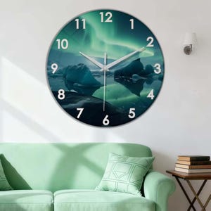 Aurora Psychedelic Wall Clock,Modern Style Decorative Clock,Silent Creative Clock for Bedroom,Modern Home Wall Clock,Aurora Art Clock