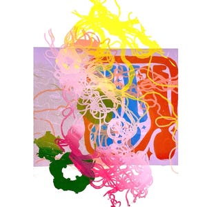Seeking, Reaching, Caring Silkscreen | Screenprint Printmaking Colourful Textile Yarn