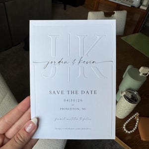 Embossed Minimalist Save the Dates, Embossed Invitations, Printed Save the Dates, Invitation Template
