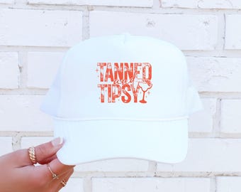 Tanned and Tipsy Trucker Hat | Bachelorette Beach Pool Party Summer Vacation Accessory