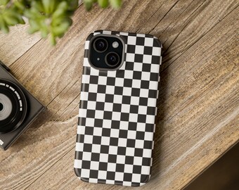 Cover per telefono a scacchi bianchi e neri / Cover per telefono a scacchiera / Cover per telefono estetica / Cover retrò di tendenza / Cover in stile skater