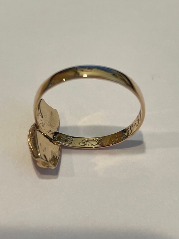 1800’s Antique 18k gold Owl ring ~ dated 8~18~59 … - image 5