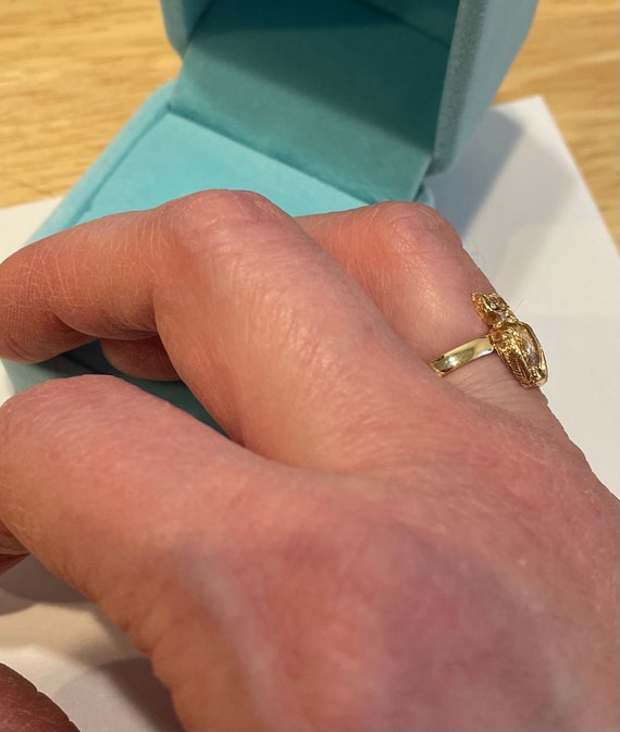 1800’s Antique 18k gold Owl ring ~ dated 8~18~59 … - image 7