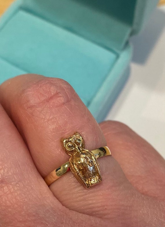 1800’s Antique 18k gold Owl ring ~ dated 8~18~59 … - image 1