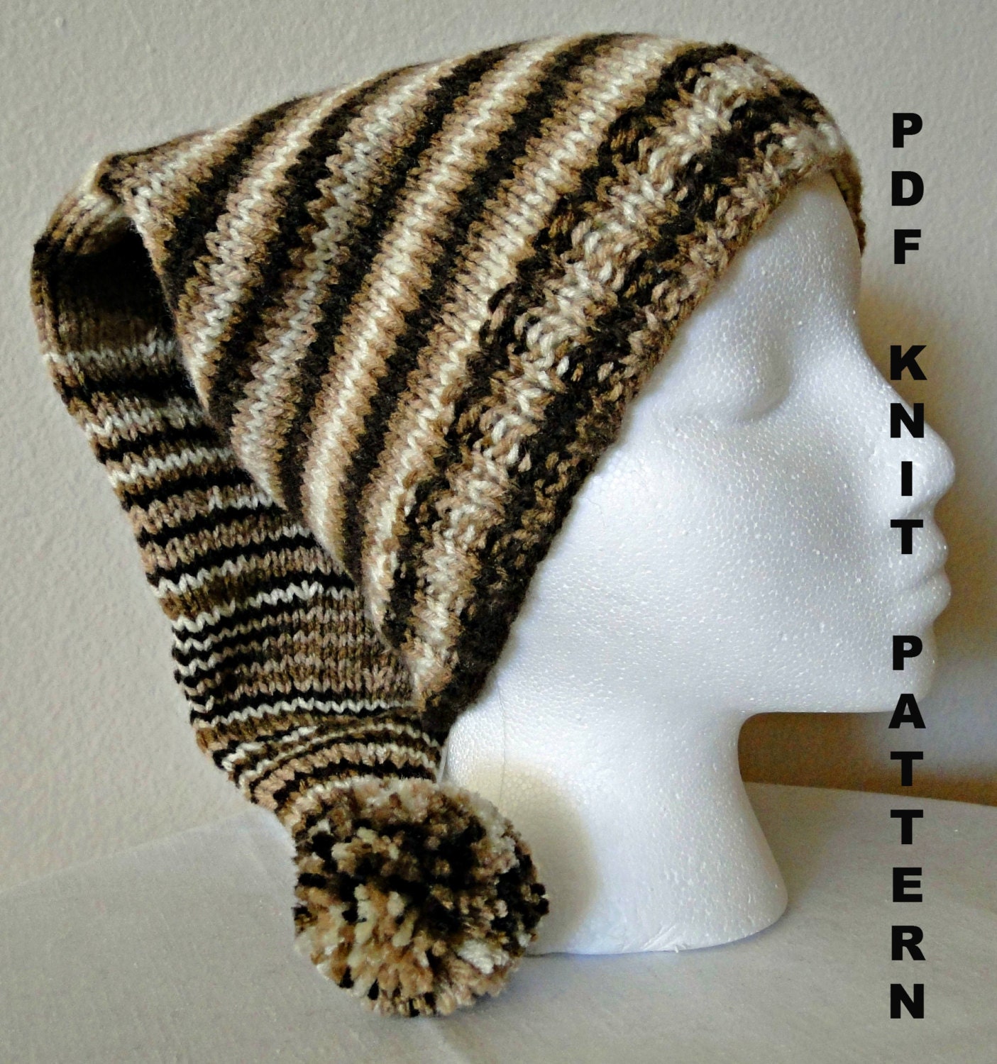 PDF PATTERN Knit Stocking Hat Ski Hat Toboggan Hat Winter | Etsy