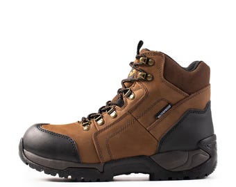 Men&#39;s Waterproof Nubuck Leather Work Boots: Slip-Resistant, EH