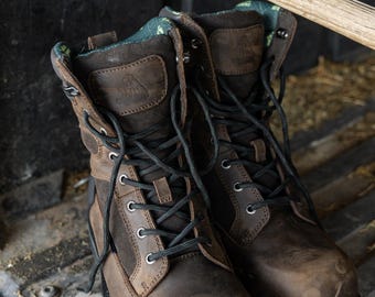 Waterproof Crazy Horse Leather Work Boots: Composite Toe, Slip Resistant