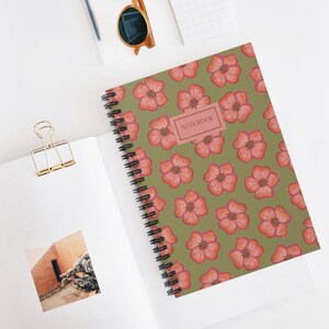 Cherry Blossom Floral Notebook - Aesthetic Journal with Hand-Drawn Flower Art - 6x8 Ruled Notebook for Notes Lists or Daily Journaling