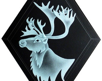 Carved Glass Caribou Hanging Suncatcher