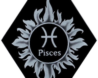 Carved Glass Zodiac Sign - Pisces - Hanging Suncatcher