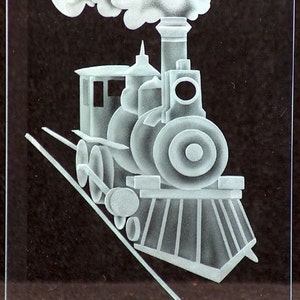 Carved Glass Train in Handcrafted Wooden Base