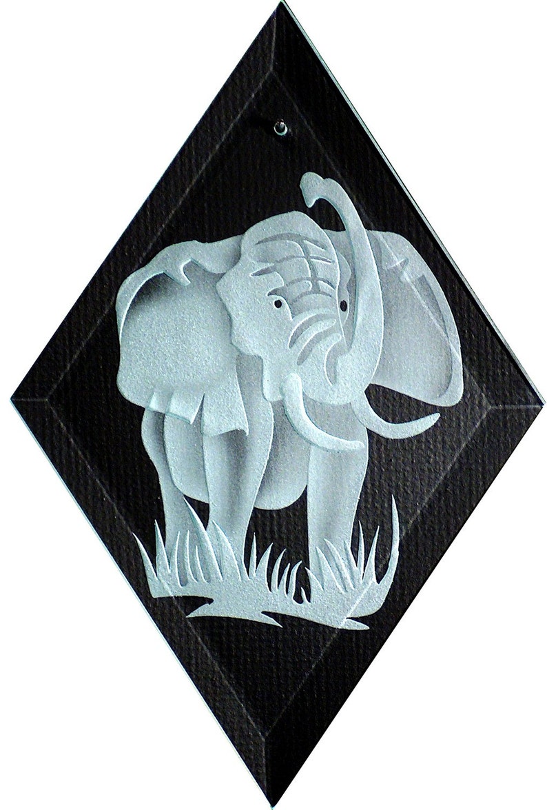Carved Glass Elephant With Trunk up Hanging Suncatcher Etsy