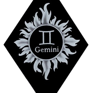Carved Glass Zodiac Sign - Gemini - Hanging Suncatcher
