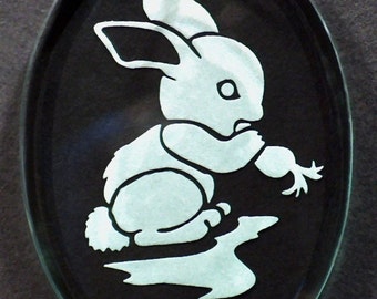 Carved Glass Bunny Ornament