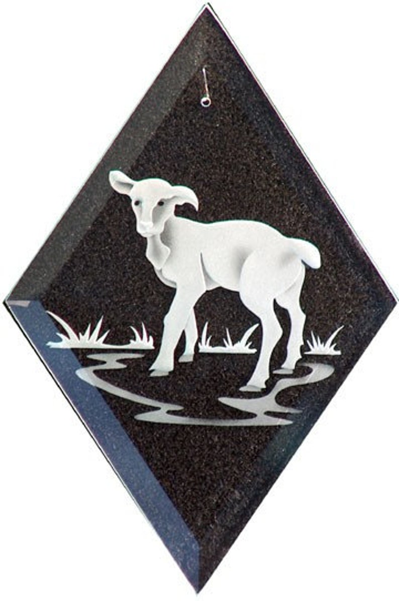 Carved Glass Lamb Hanging Suncatcher image 1