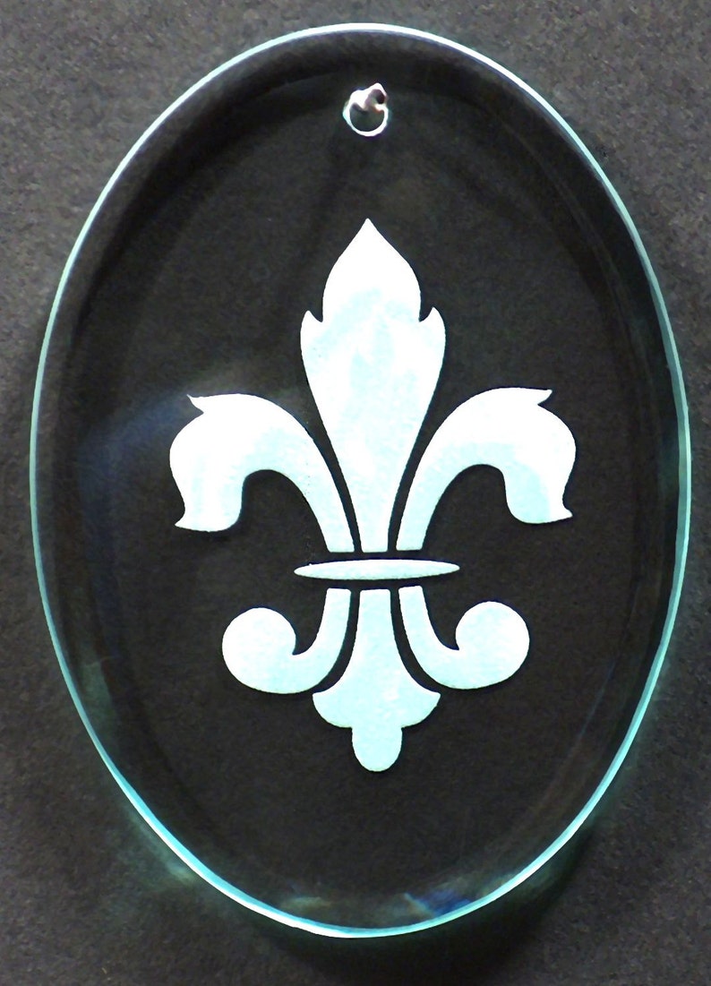 Carved Glass Fleur de Lis Ornament image 1