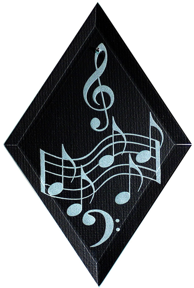 Carved Glass Music Notes Hanging Suncatcher image 1