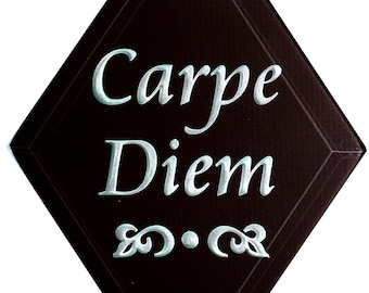 Carved Glass Carpe Diem Hanging Suncatcher