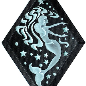 Carved Glass Mermaid Hanging Suncatcher