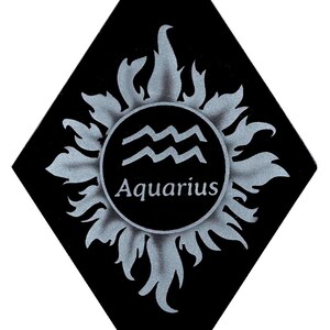 Carved Glass Zodiac Sign - Aquarius - Hanging Suncatcher