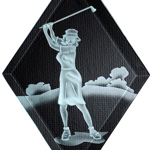 Verre sculpté golfeuse suspendus Suncatcher