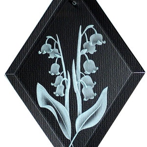 Carved Glass Lily of the Valley Hanging Suncatcher
