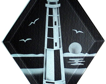 Carved Glass Cape Henry Lighthouse Hanging Suncatcher